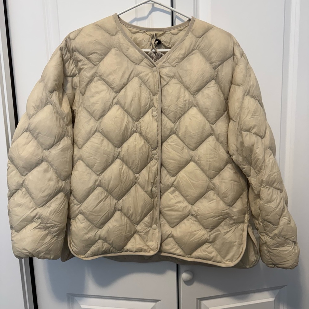 Uniqlo Women's Puffer Jacket Off White Cream Packable